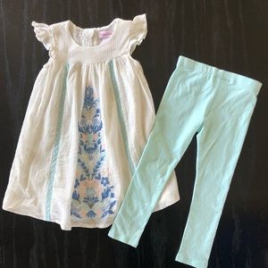 Tommy Bahama Embroidered Dress & Leggings Set 3T